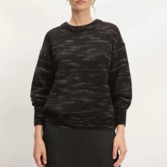 EVERLANE THE COCOON CREW SWEATER ALPACA XXS BLACK HEATHER GREY oversized crew - Picture 7 of 7